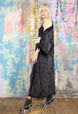 PEG PANTS & TASSEL KIMONO CO-ORDINATES BLACK VELVET