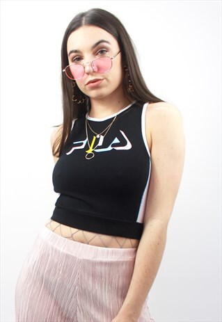 90'S RETRO BLACK RAVE SPELL-OUT CROP TOP