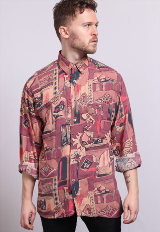 VINTAGE ABSTRACT PATTERNED SHIRT 90'S