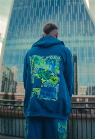 GRAPHIC PRINT Y2K RAVE HOODIE WITH BACK PATCH 