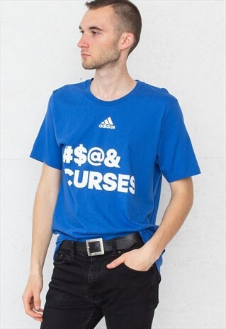 90S VINTAGE BLUE ADIDAS CREW NECK LOGO T-SHIRT