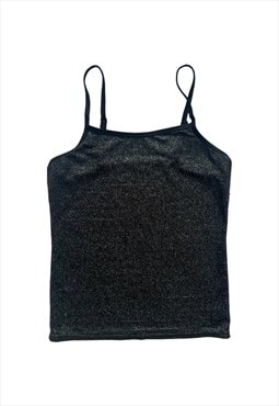 Y2K Cami Top vest tank cami Sparkly Black Silver