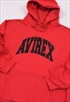 VINTAGE AVIREX EMBROIDERED LOGO HOODIE IN RED