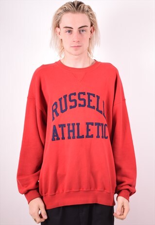 RUSSELL ATHLETIC MENS VINTAGE SWEATSHIRT JUMPER XL RED 90S
