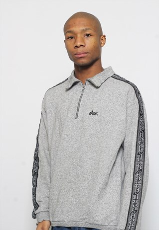 VINTAGE ASICS 1/4 ZIP TAPE LOGO SWEATSHIRT