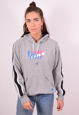 NIKE WOMENS VINTAGE HOODIE JUMPER XL GREY 90S
