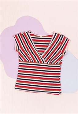 Vintage Baby Tee Y2K Kidcore Striped Cotton Top