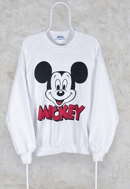Vintage Disney Mickey Mouse Sweatshirt White Made in USA 