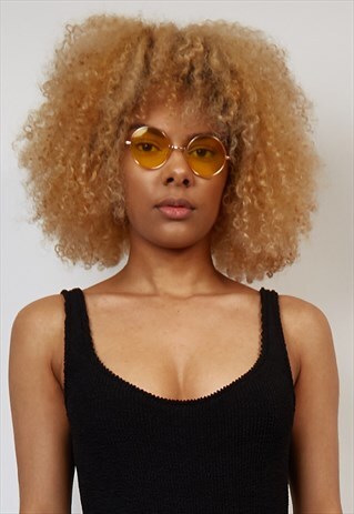 RETRO YELLOW LENS ROUND SUNGLASSES