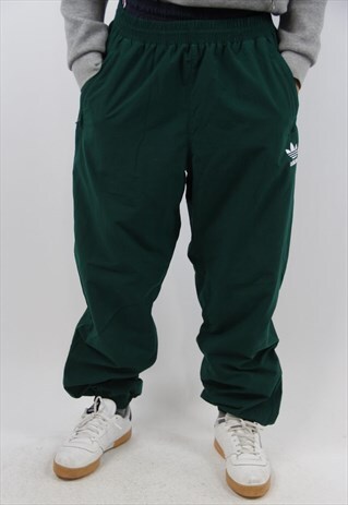 VINTAGE ADIDAS DARK GREEN SOFT TRACKSUIT BOTTOMS