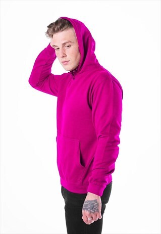 ESSENTIAL BLANK PULLOVER HOODY - NEON ELECTRIC PINK
