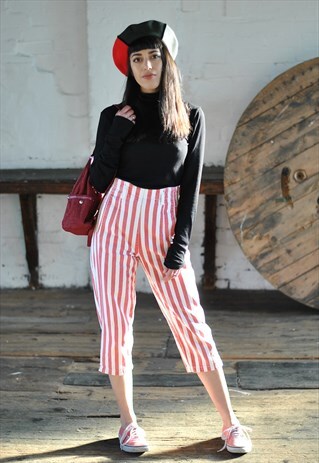 90S CANDY STRIPE CROPPED JEANS