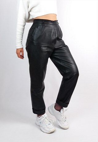 VINTAGE 80'S HIGH WAIST BLACK LEATHER PANTS