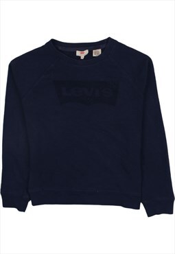 Vintage 90's Levi's Sweatshirt Plain Crew Neck Navy Blue