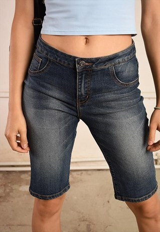 Y2K RETRO REGULAR WAIST DENIM FESTIVAL CAPRI SHORTS