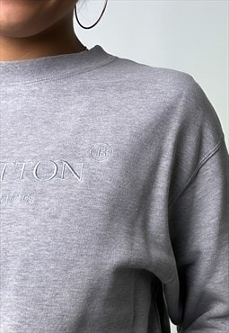 Grey 90s United Colors of Benetton Embroidered Sweatshirt