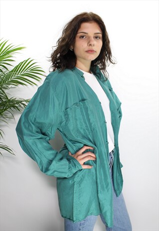 GREEN VINTAGE 90S SILK SHIRT