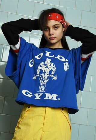 VINTAGE 80S LOGO SLOGAN SLEVELESS OVERSIZE SWEATSHIRT JUMPER
