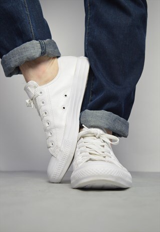 VINTAGE 90S CONVERSE WHITE LEATHER OX SHOES TRAINERS SNEAKER