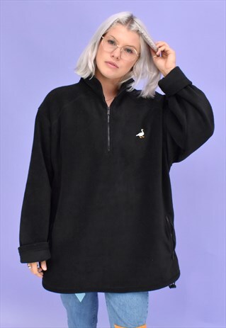 G&G UNISEX BLACK 1/4 ZIP GOOSE FLEECE