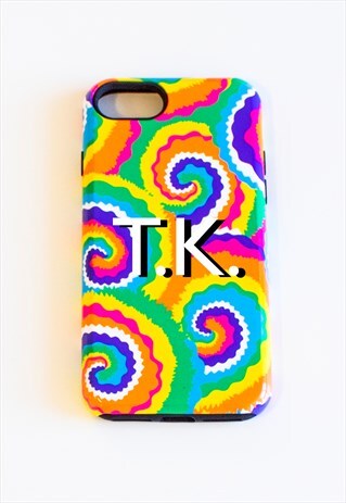 RAINBOW SWIRL PHONE CASE PERSONALISED - 2 LETTER PORTRAIT