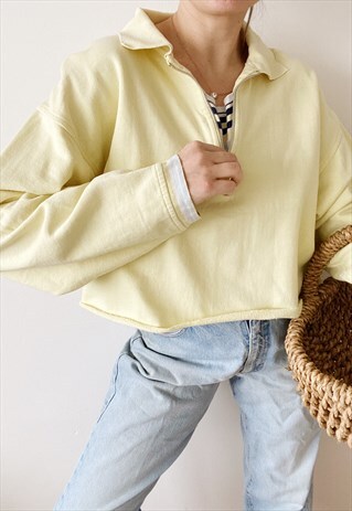 REWORKED VINTAGE 90S 1/4 ZIP CITRUS PASTEL SWEATSHIRT JUMPER