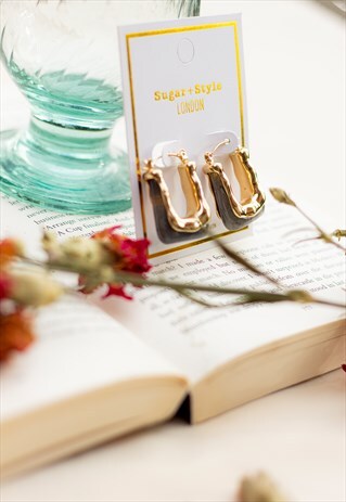 GREY DRIPPY SQUARE KNOCKER HOOP EARRINGS