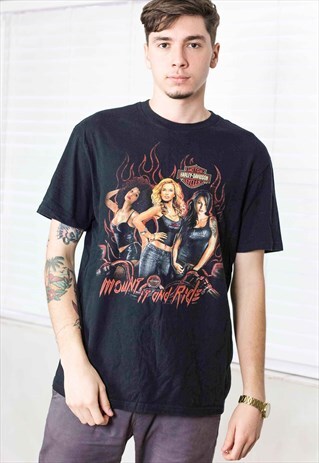 VINTAGE HARLEY-DAVIDSON ORLANDO T-SHIRT LOGO 90S L 7.6