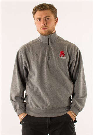 VINTAGE GREY NIKE QUARTER ZIP SWEATSHIRT, EMBROIDERED LOGO £