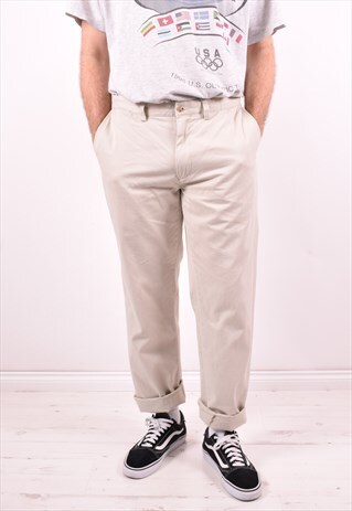 POLO RALPH LAUREN MENS VINTAGE TROUSERS W34 L34 GREY 90'S