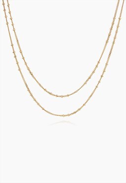 Double Satellite Gold Chain Necklace