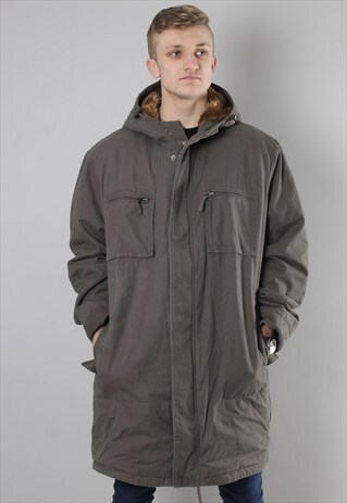 VINTAGE HEAVY COTTON PARKA JACKET COAT LARGE