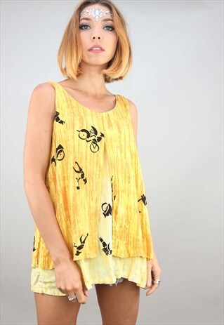VINTAGE OVERSIZED SUMMER FESTIVAL PATTERNED TOP