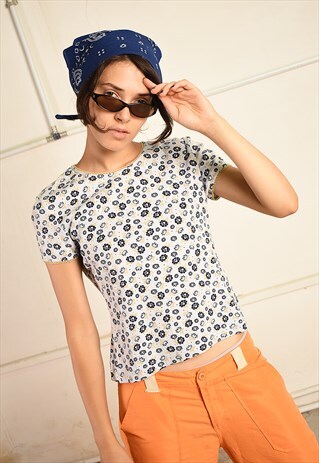 VINTAGE Y2K FESTIVAL TOP WITH FLORAL PRINT