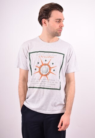 RUSSELL ATHLETIC MENS VINTAGE T-SHIRT TOP LARGE GREY 90S