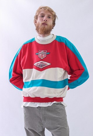 80S VINTAGE MENS ADIDAS ORIGINALS LOGO CREW NECK SWEATSHIRT