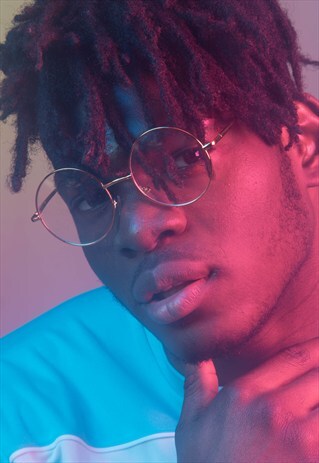 GOLD ROUND FRAME CLEAR LENS GLASSES