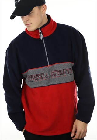 VINTAGE RUSSELL ATHLETIC 1/4 ZIP FLEECE BLUE