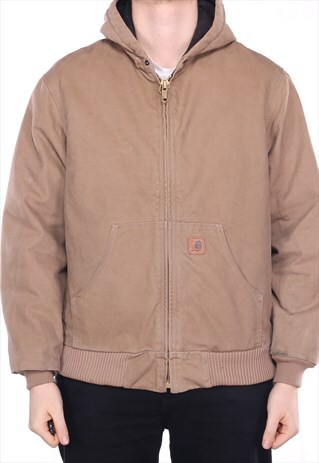 CARHARTT - BROWN WORK-WEAR JACKET WITH HOOD - MEDIUM
