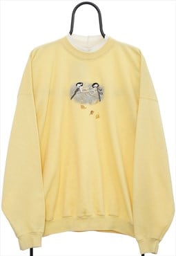 Vintage Bernies Glen Birds Yellow Sweatshirt Womens