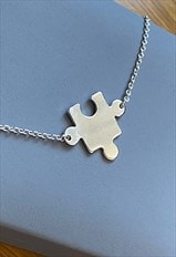 Autism Aware Puzzle Sterling Silver Necklace, Support Autism