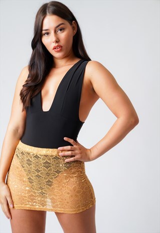 SHEER MESH HIGH WAIST NUDE MINI SKIRT