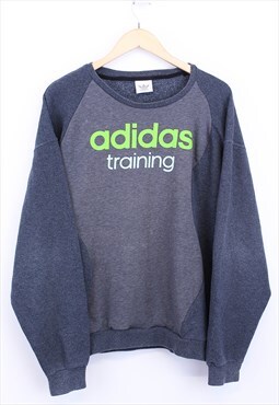 Vintage Adidas Sweatshirt Grey Colour Block With Spell Out 
