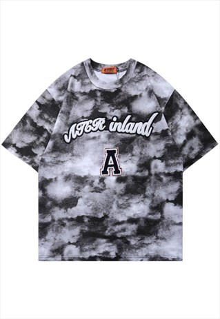 KALODIS FASHION TIE-DYE LOOSE EMBROIDERED T-SHIRT