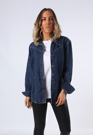 DENIM SHIRT OVERSIZED FITTED UK 14 (GC5J)