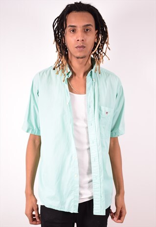 GANT MENS VINTAGE SHIRT MEDIUM TURQUOISE 90S