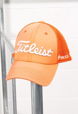 Vintage New Era Titliest Cap in Orange Baseball Hat S/M