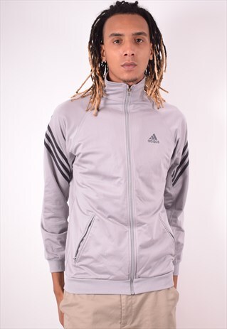 ADIDAS MENS VINTAGE TRACKSUIT TOP JACKET MEDIUM GREY 90S