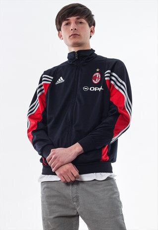 VINTAGE ADIDAS AC MILAN TRACKSUIT BLACK FOOTBALL BIG LOGO