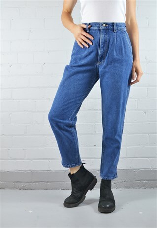 VINTAGE LEE DARK BLUE TAPERED MOM JEANS